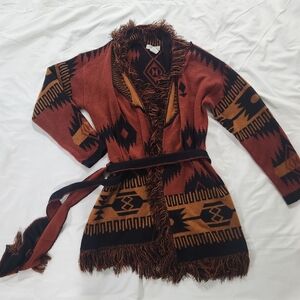Black and Orange Fringe Cardigan